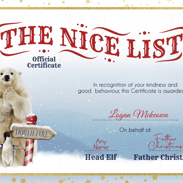 Arctic Nice list certificates/ Letters - Twin Town Crafts