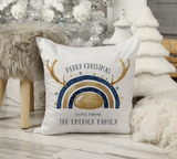 Navy and silver christmas reinbow Pillow