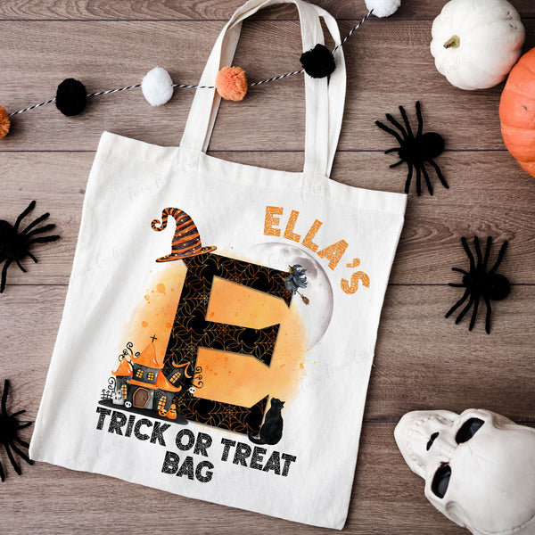 Personalised Halloween witch trick or treat bag