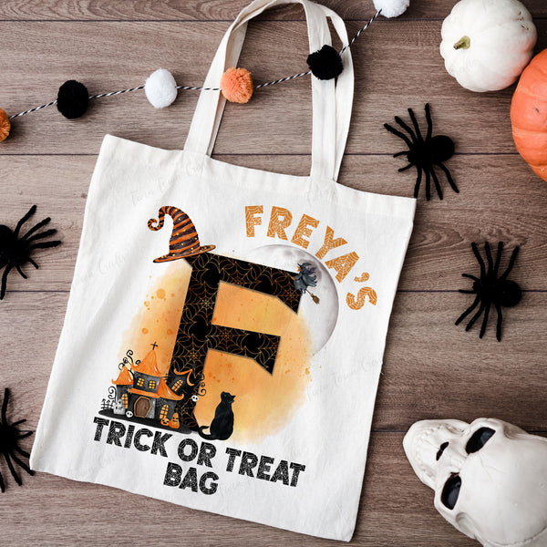 Personalised Halloween witch trick or treat bag