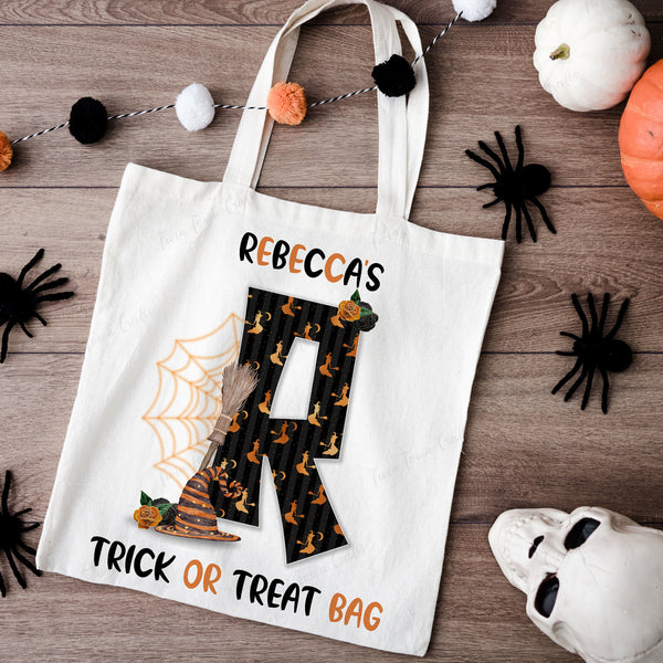 Personalised Halloween witch trick or treat bag