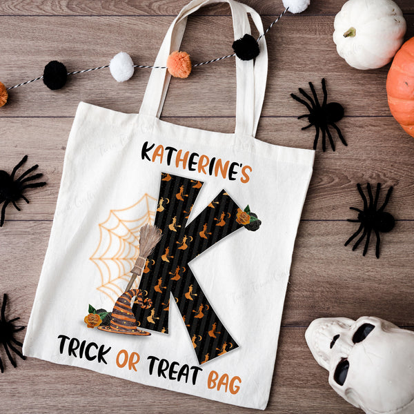 Personalised Halloween witch trick or treat bag