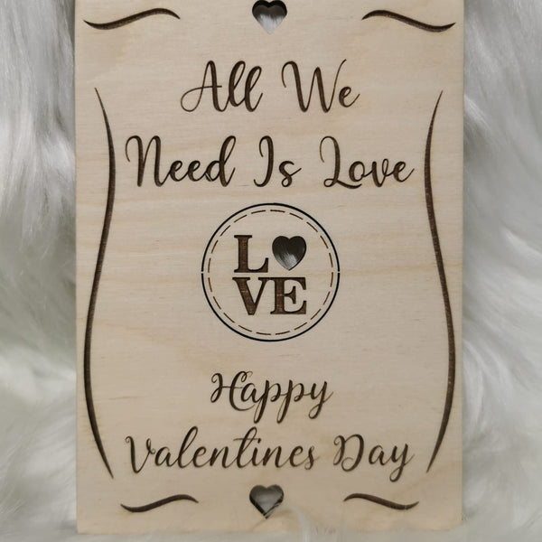 Laser Engraved wooden Valentines cards