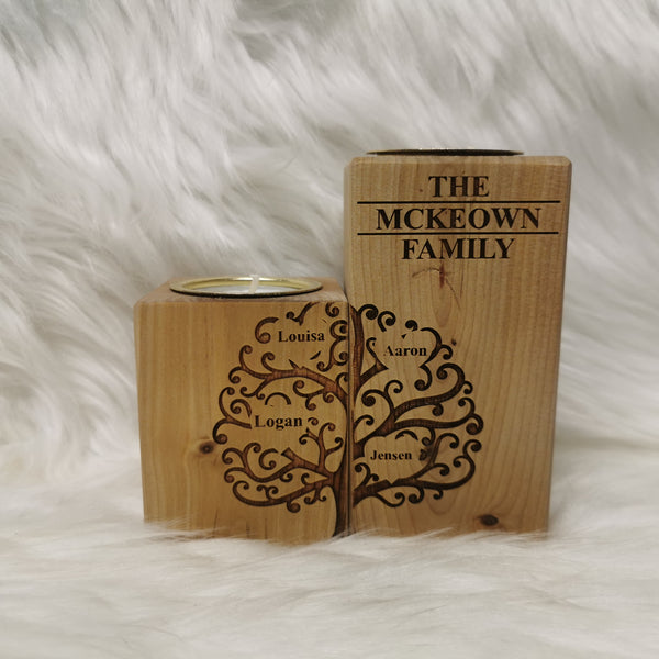 Personalised Family Tree Tea Light Holder - A Heartwarming Tribute to Your Roots