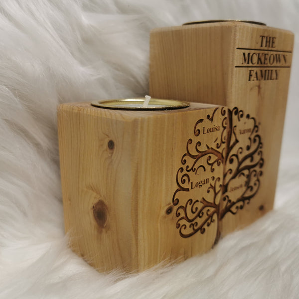 Personalised Family Tree Tea Light Holder - A Heartwarming Tribute to Your Roots