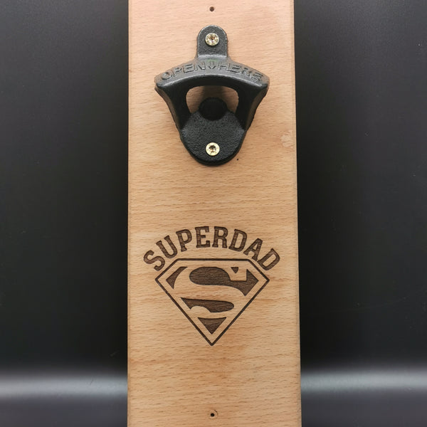 Superdad Engraved Beech Wood Bottle Opener - The Ultimate Father’s Day Gift