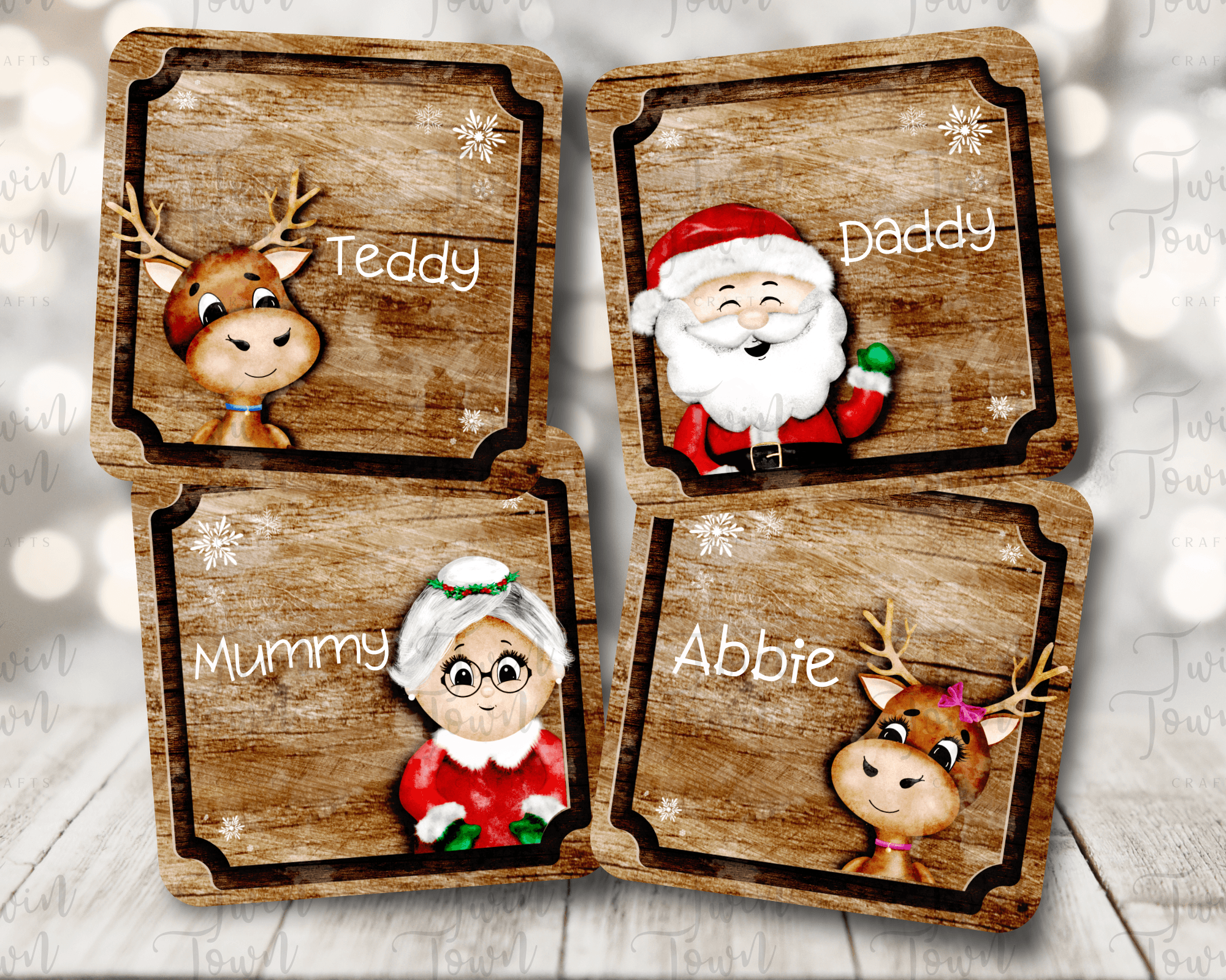 Festive friends Christmas Coasters (Set of 4) - Twin Town Crafts