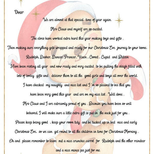 Personalised Letter from Santa (Gingerbread Man background)