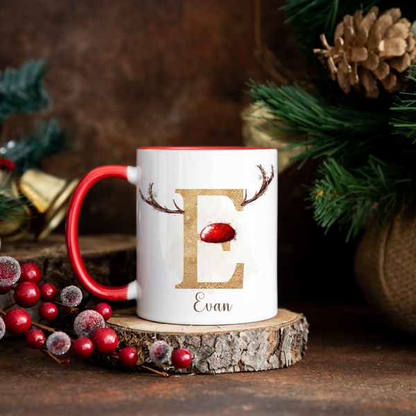 Personalised Reindeer alphabet 11oz Christmas mug