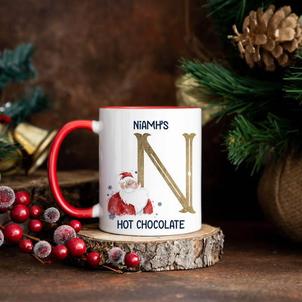 Gold Santa alphabet 11oz Christmas mug