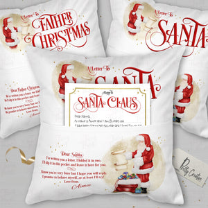 Personalised nostalgic christmas letter to santa/father christmas pocket pillow