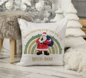 Santa/Father Christmas Green/blue rainbow Pillow