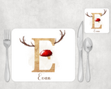 Personalised Reindeer alphabet Placemat and Coaster Set