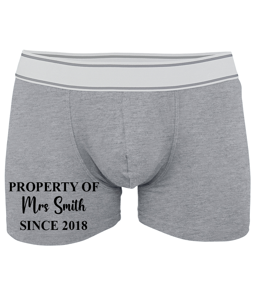 Personalised valentines 'Property Of' Boxers