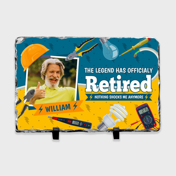 Retirement Electrician photo slate