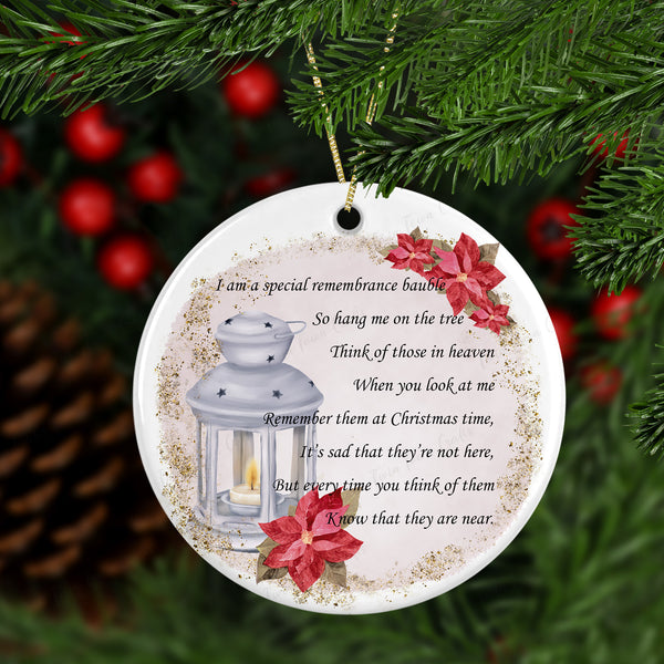 Memorial Christmas Lantern with poem tree decorations (Pink & Blue)