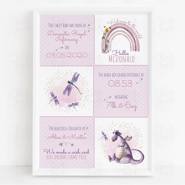 New Baby Boy/Girl Birth Stat frame (Blue and pink) - Twin Town Crafts