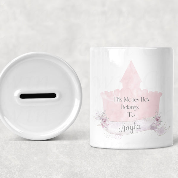 Personalised Pink Castle Money Box