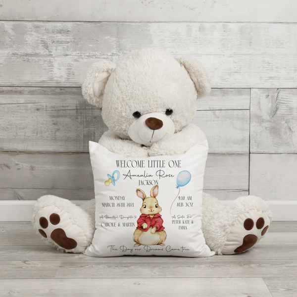 Custom Bunny Baby Cushion - A Snuggly Keepsake for Newborns