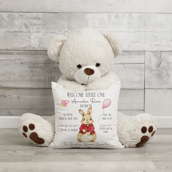 Custom Bunny Baby Cushion - A Snuggly Keepsake for Newborns