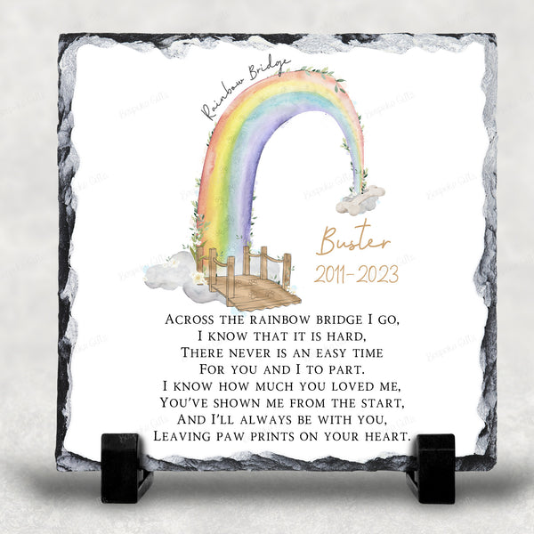 Personalised Rainbow bridge Pet memorial Slate
