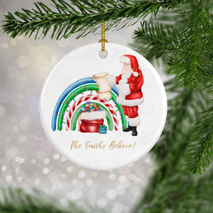 Personalised nostalgic Santa christmas tree decoration