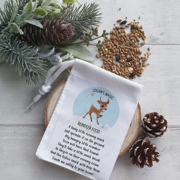 Personalised Reindeer food bag Pink & Blue