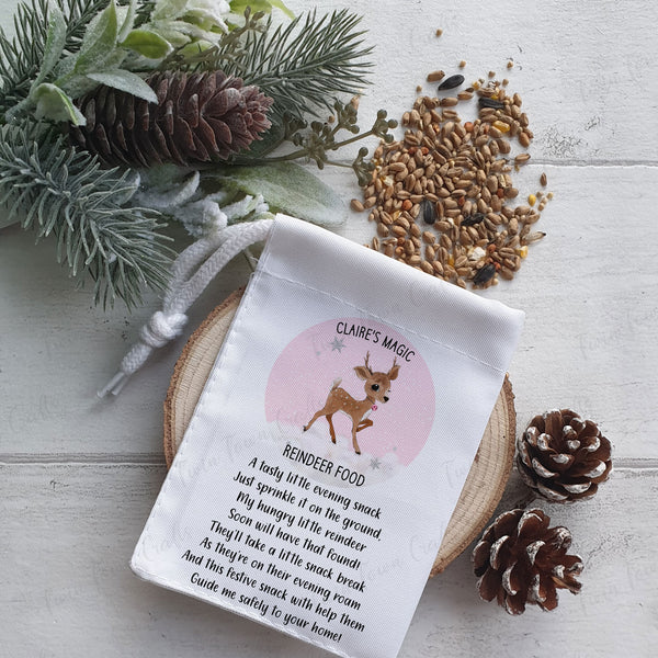 Personalised Reindeer food bag Pink & Blue