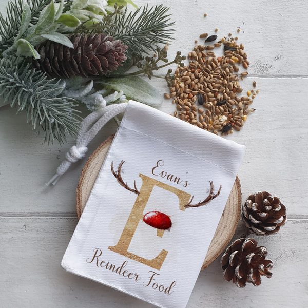 Personalised Reindeer alphabet Reindeer food bag