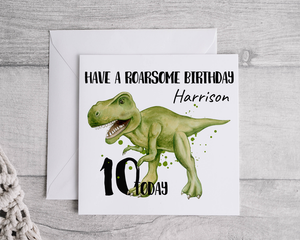 Personalised 'Have a Roarsome Birthday' Dinosaur Card