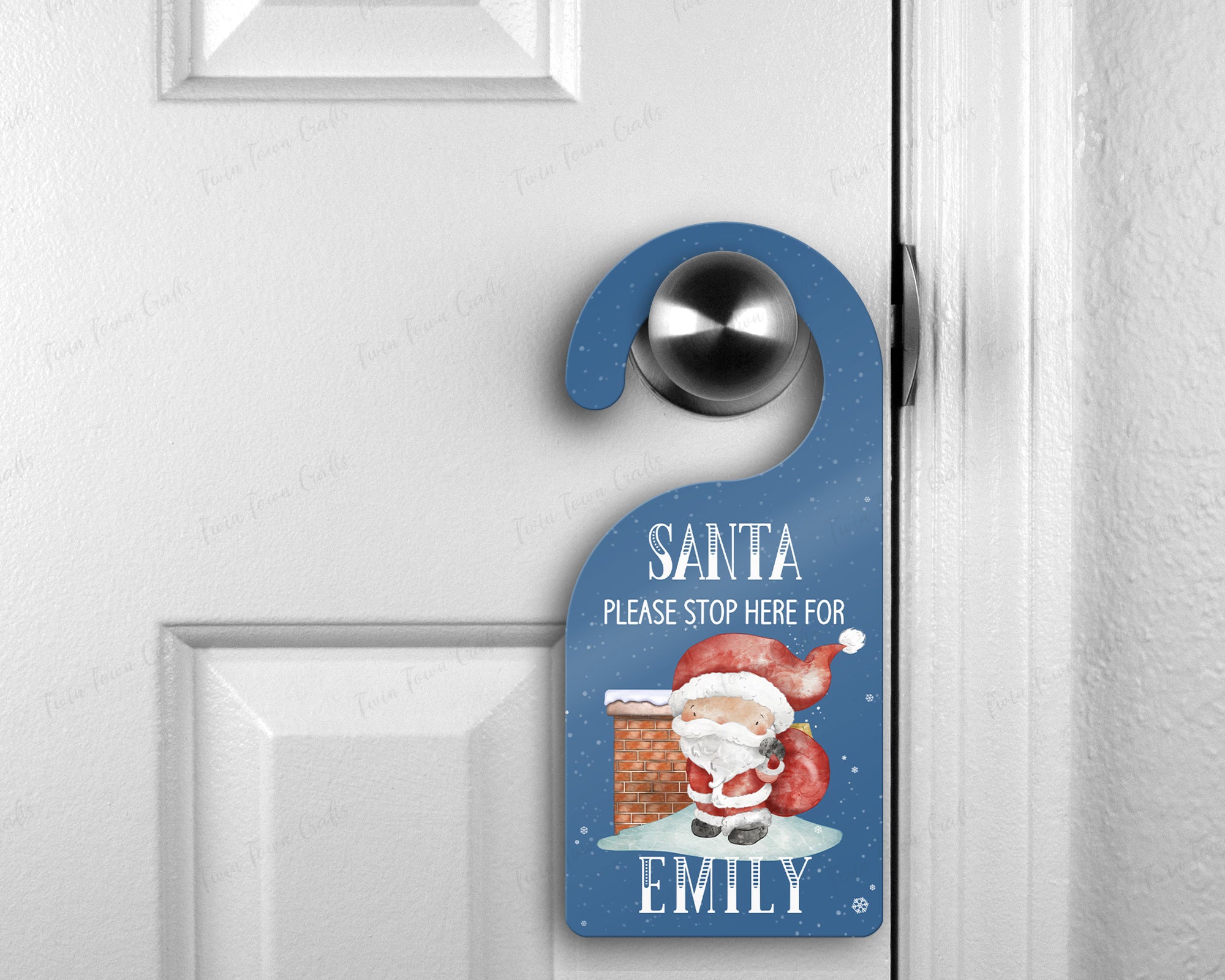 Personalised Santa stop here door hanger