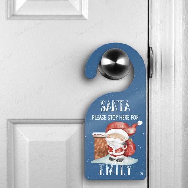 Personalised Santa stop here door hanger