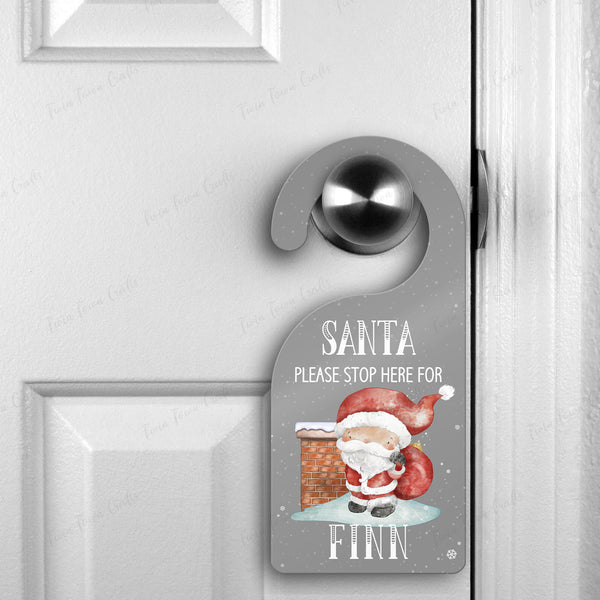 Personalised Santa stop here door hanger