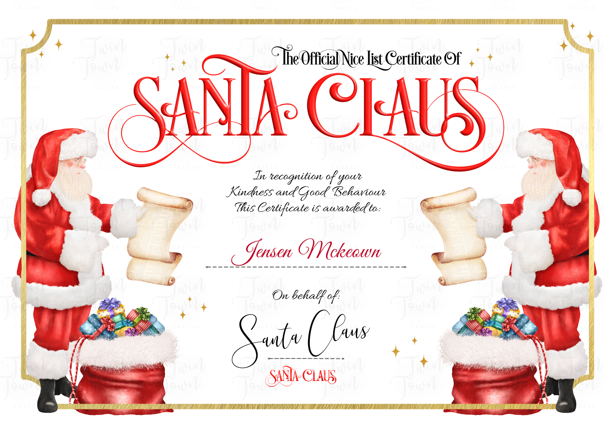 Personalised Nice list certificates/ Letter to Santa/Father christmas