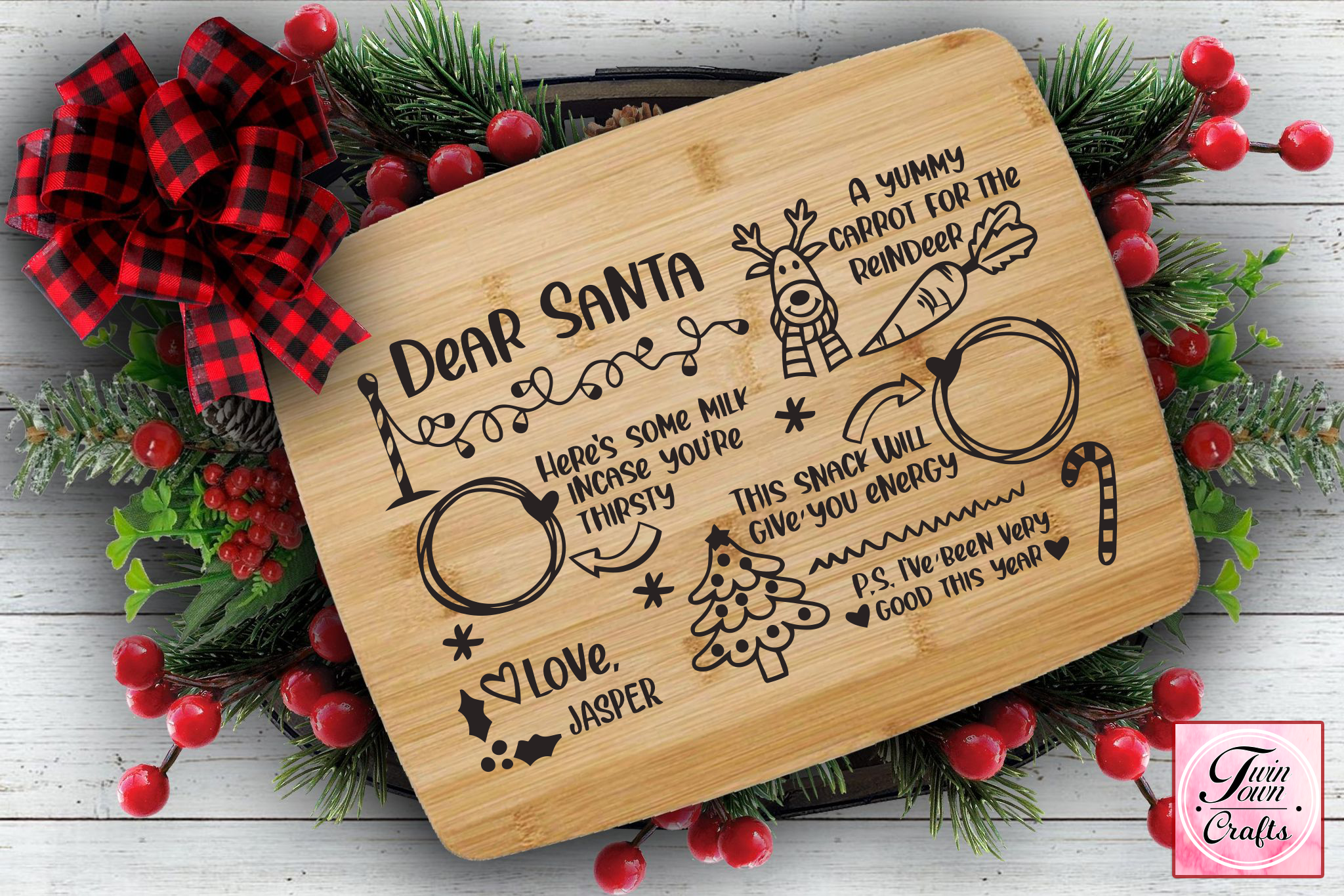 Santa Tray ( Wooden ) - Twin Town Crafts