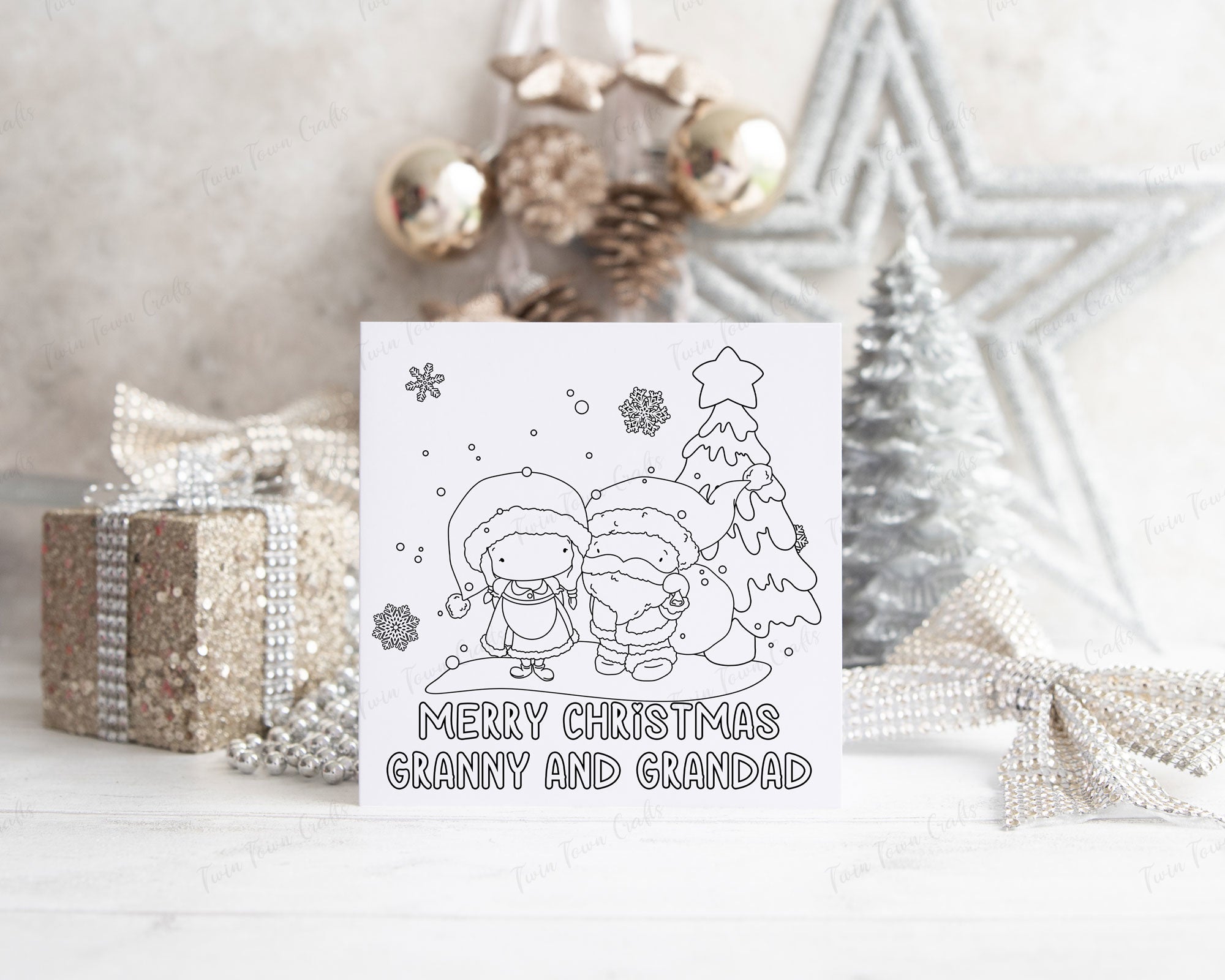 Personalised colour your own Santa & Mrs Claus Christmas Card