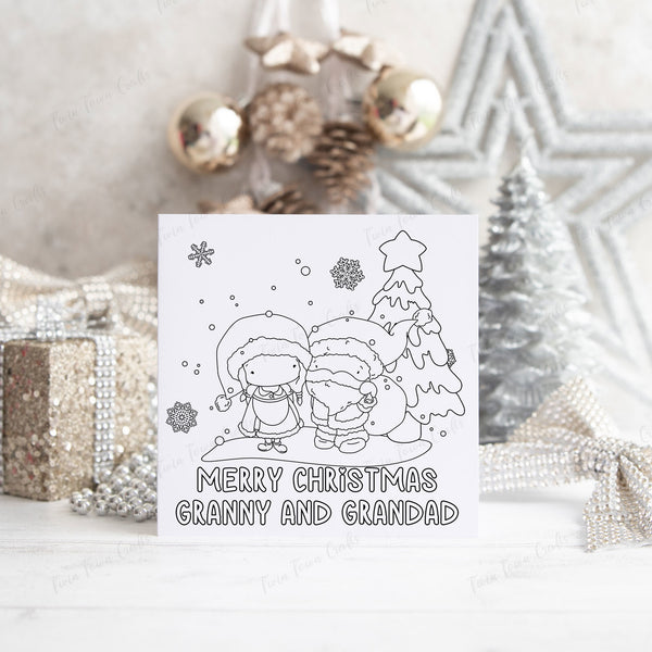 Personalised colour your own Santa & Mrs Claus Christmas Card