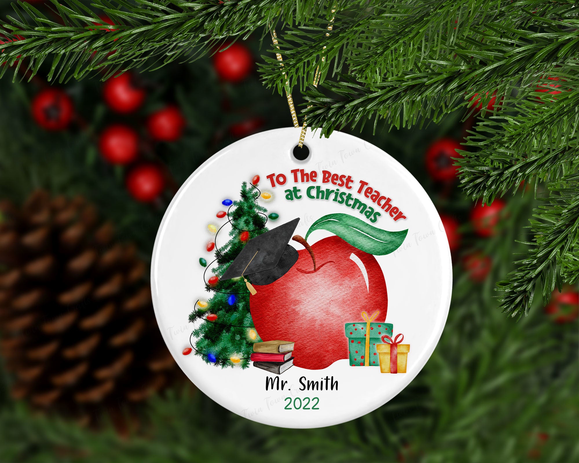 Personalised teacher Christmas Bauble