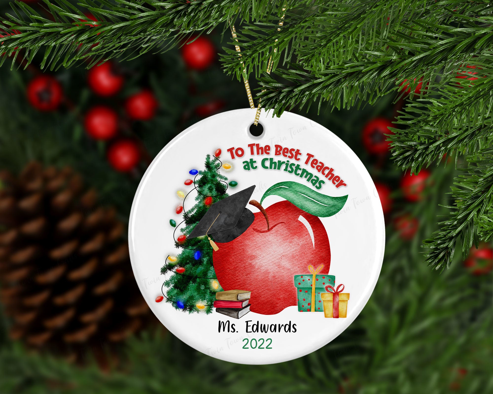 Personalised teacher Christmas Bauble