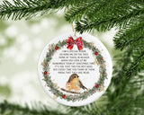 Memorial Robin & Wreath Bauble Ornament Christmas decoration
