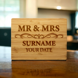 Personalised Solid Beech Wood Wedding Boards - Custom Engraved with Family Name and Date