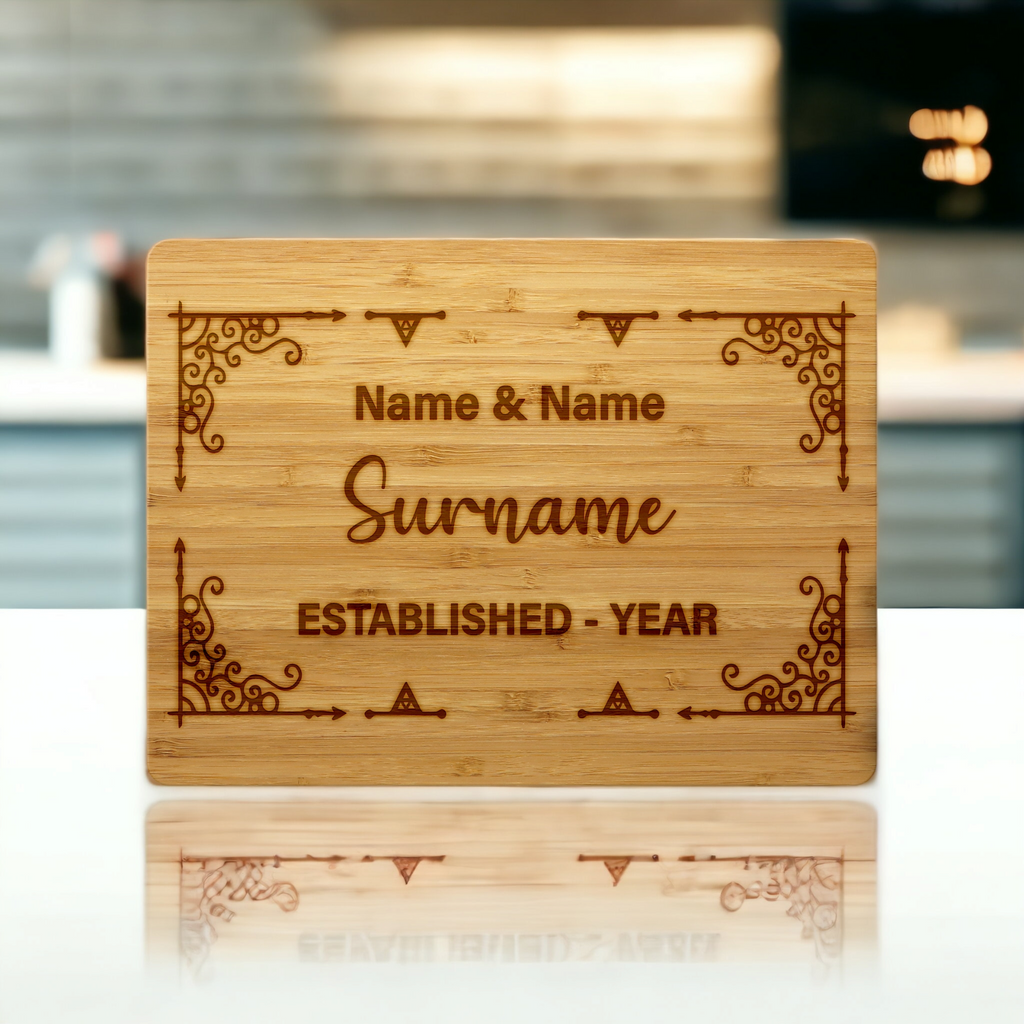 Personalised Solid Beech Wood Wedding Boards - Custom Engraved with Family Name and Date
