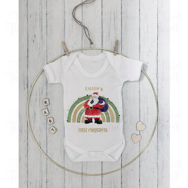 Green/blue Christmas rainbow baby vest