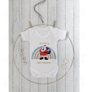 Green/blue Christmas rainbow baby vest