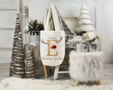 Personalised Reindeer alphabet Christmas tote bag