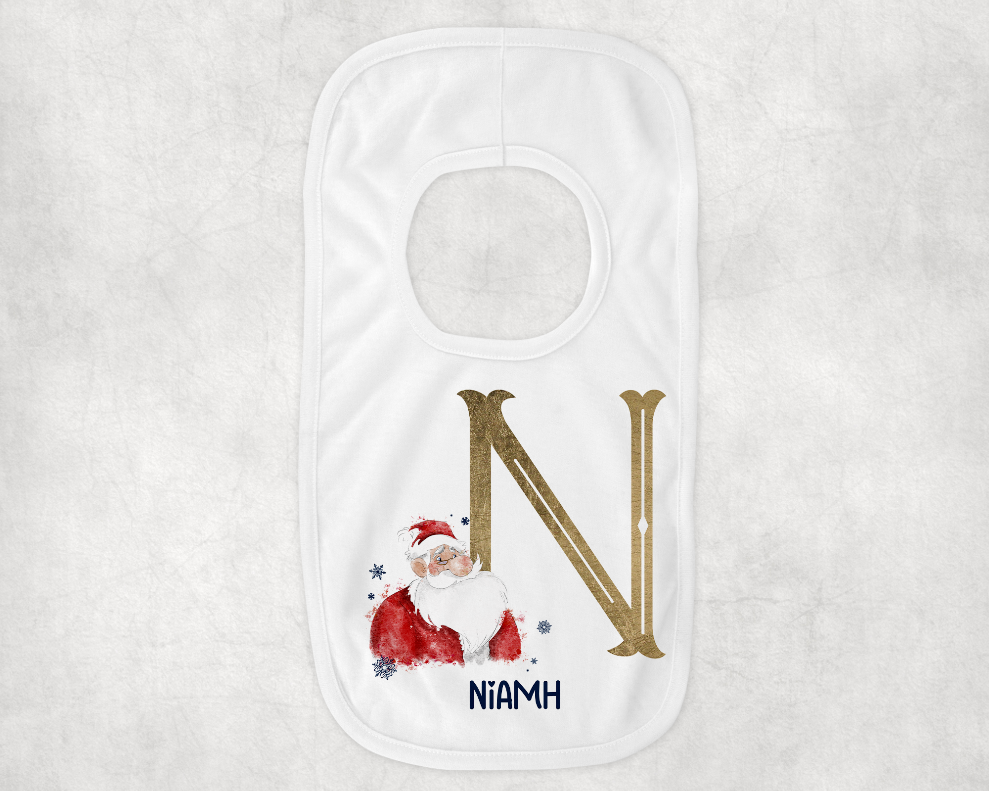 Gold Santa alphabet Christmas Bib