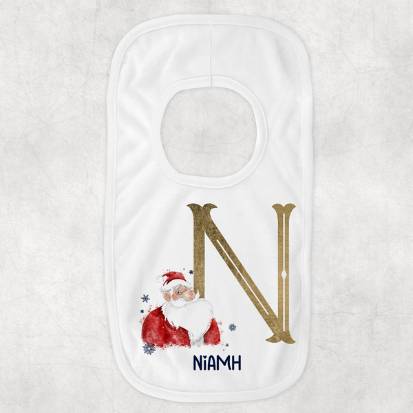 Gold Santa alphabet Christmas Bib