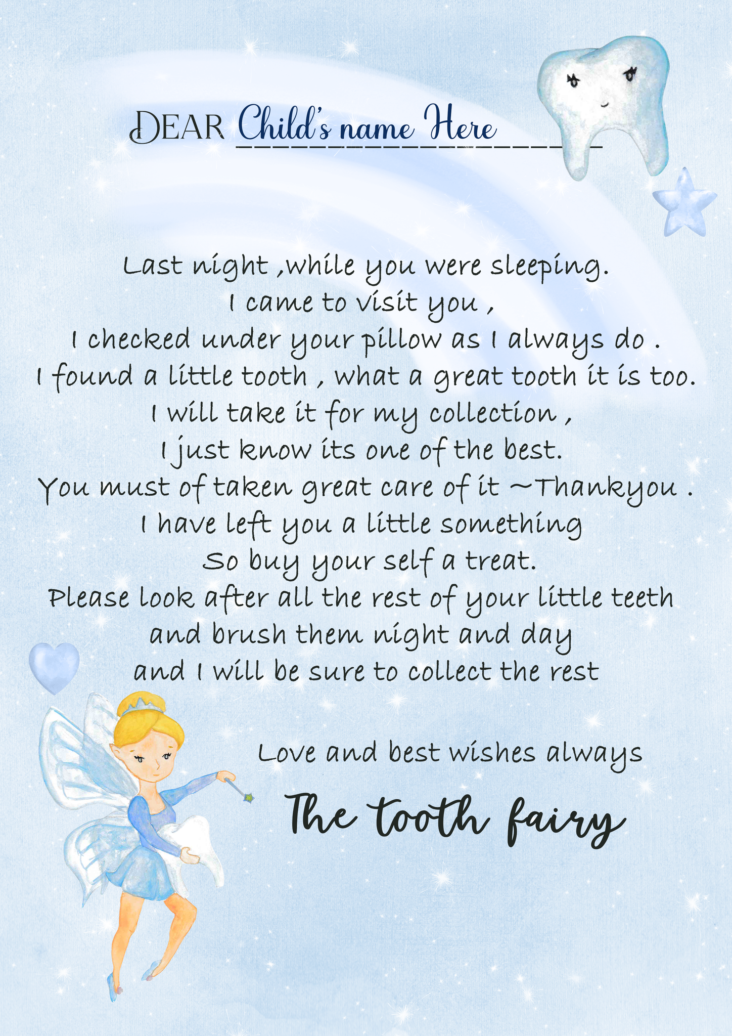 Magical Moments - Personalised Tooth Fairy Letter
