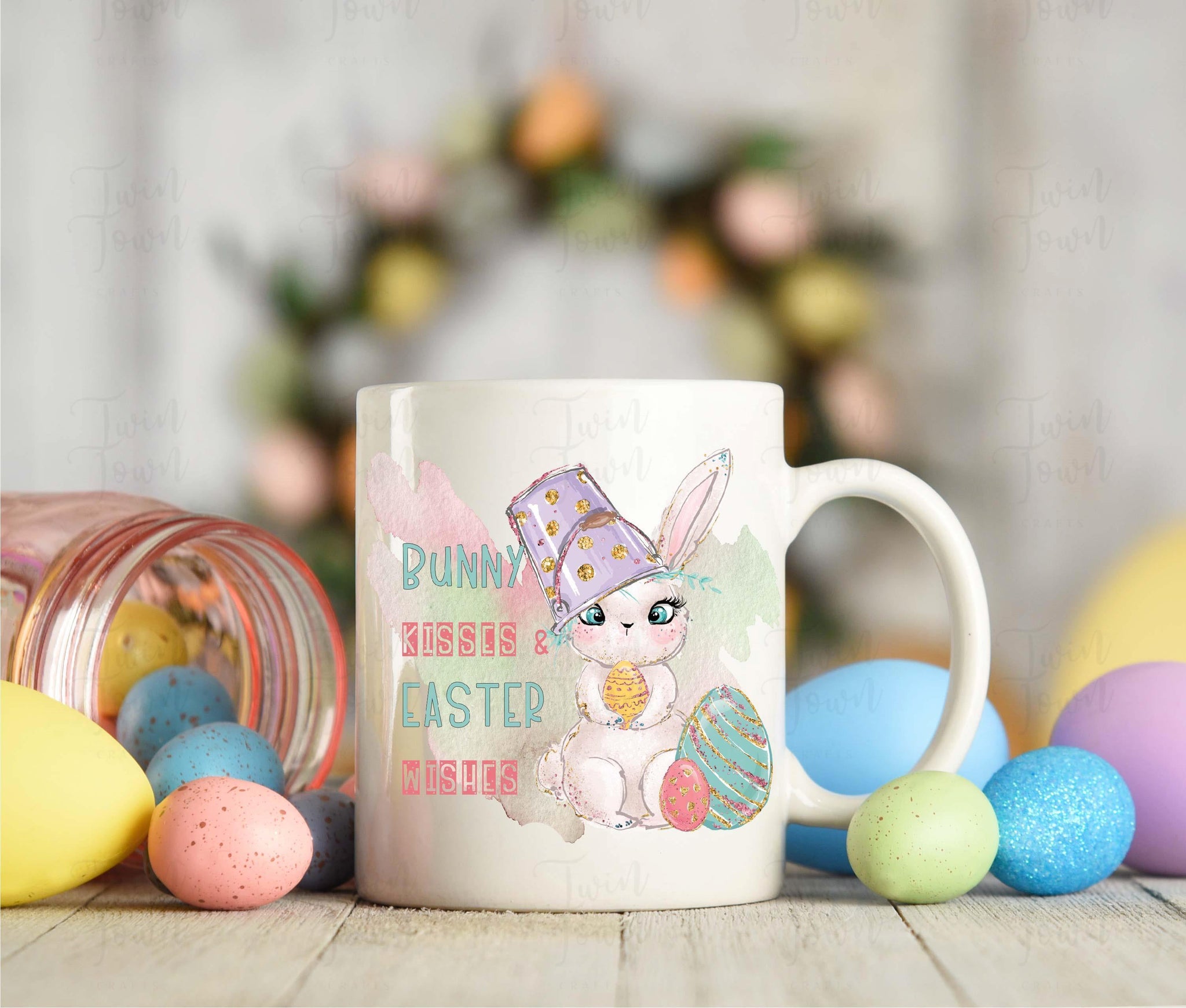Bunny Kisses, Easter wishes mug - Twin Town Crafts