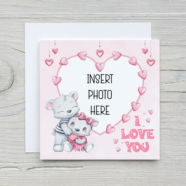 I love you bear photo card